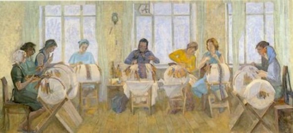 Плетение на козлах. Рязанские кружевницы, В.В.Агеев, 1980 г.