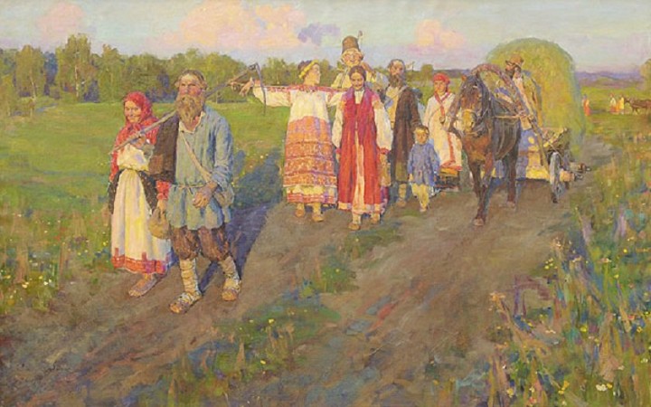 крестьяне идущие с сенокоса станислав бабюк